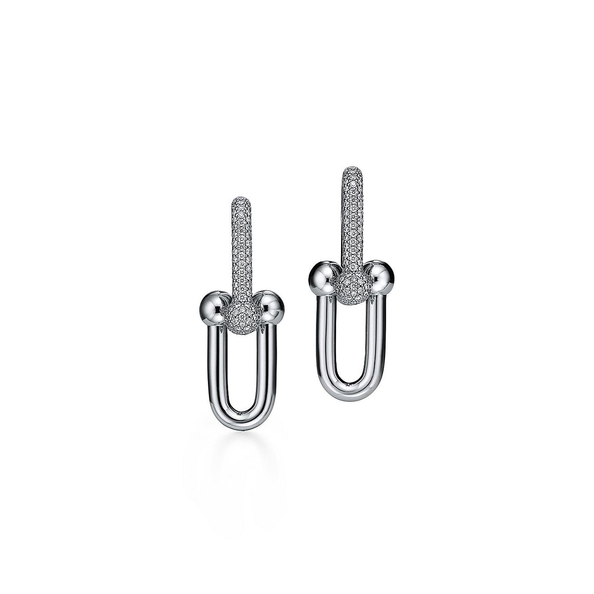 18K Tiffany HardWear Large Link Diamonds Earrings